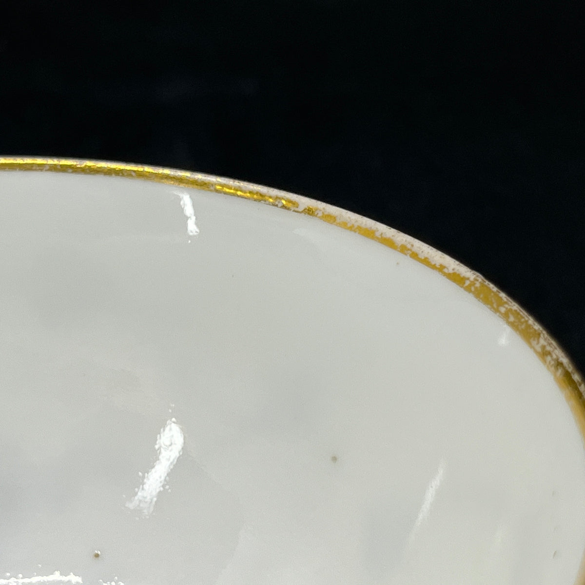 Large Blue Fluted Plain Teacup with Gold Rim