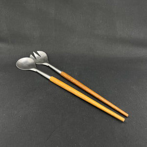 Stelton salad set in steel and teak