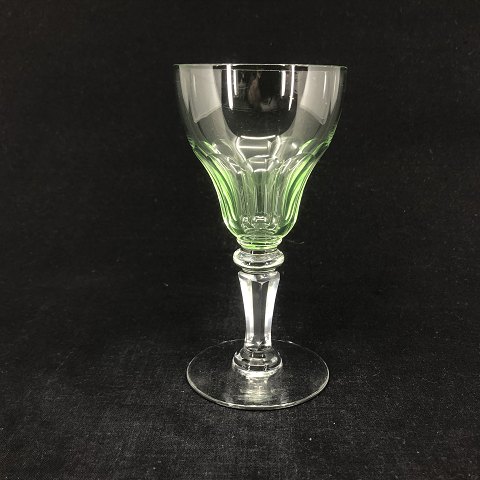 Margrethe green white wine glass, cut stem
