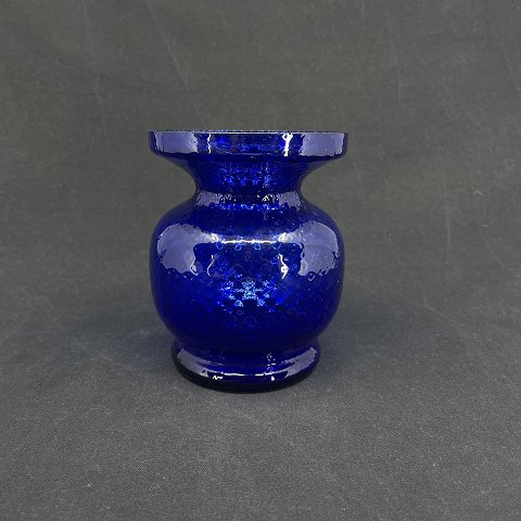 Blåt hyacintglas med ternet optik fra Fyens Glasværk, model fra 1910