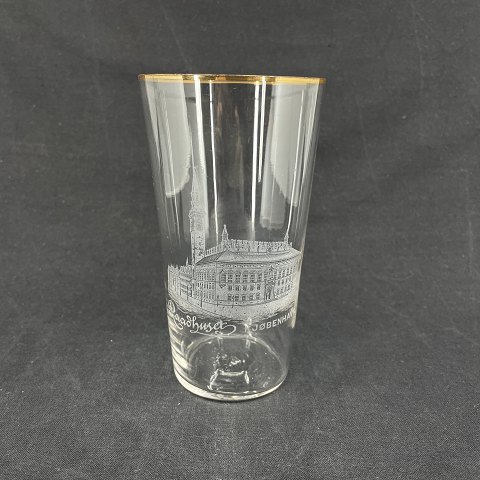 Water glass with a motif of Copenhagen's town hall