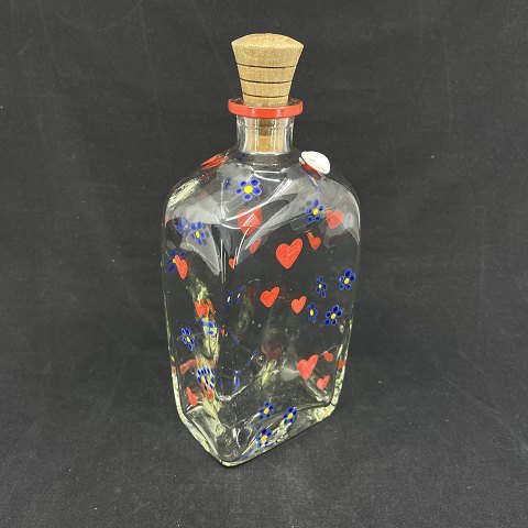 Emaljemalet kantineflaske fra Holmegaard, røde 
hjerter