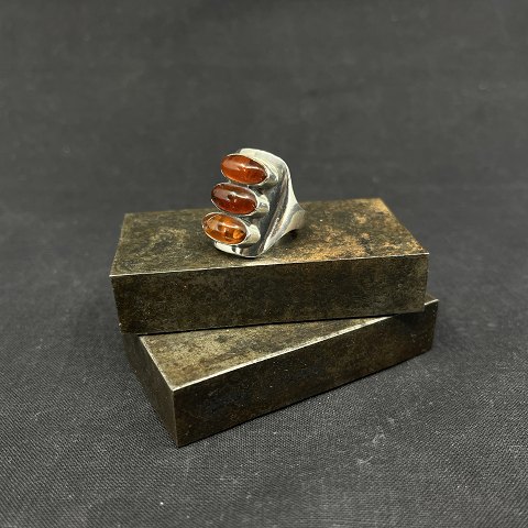 Ring in silver with amber by Jane Wiberg