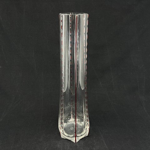 Tall slim vase with red details