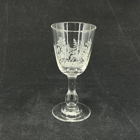 Portvinsglas med hjort fra Kastrup Glasværk